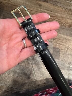 JCREW Black skinny belt with modern classy gold buckle NWT